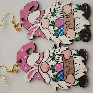 Wooden fish hook earrings